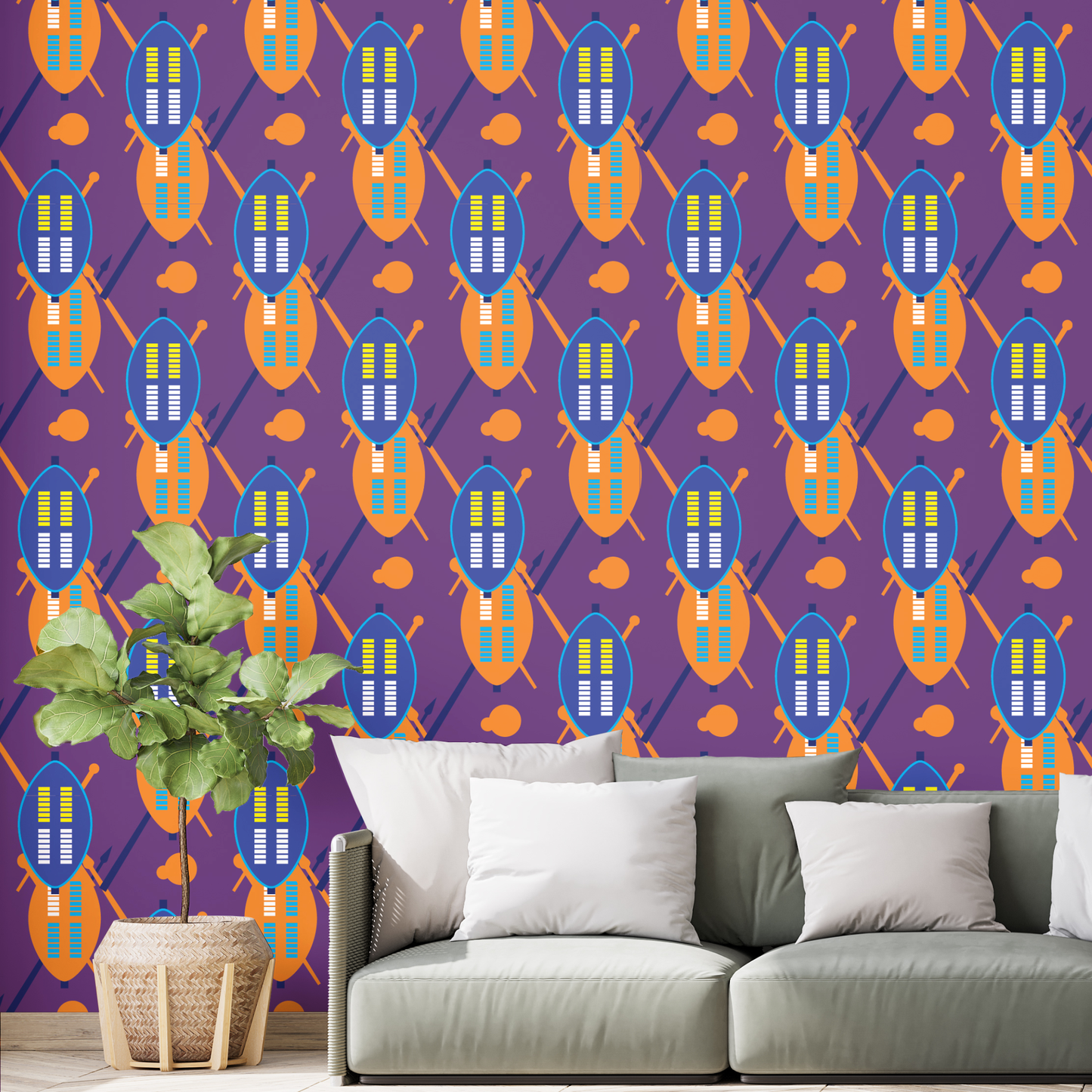 Themba Zulu Shield Wallpaper - Set of 2 rolls
