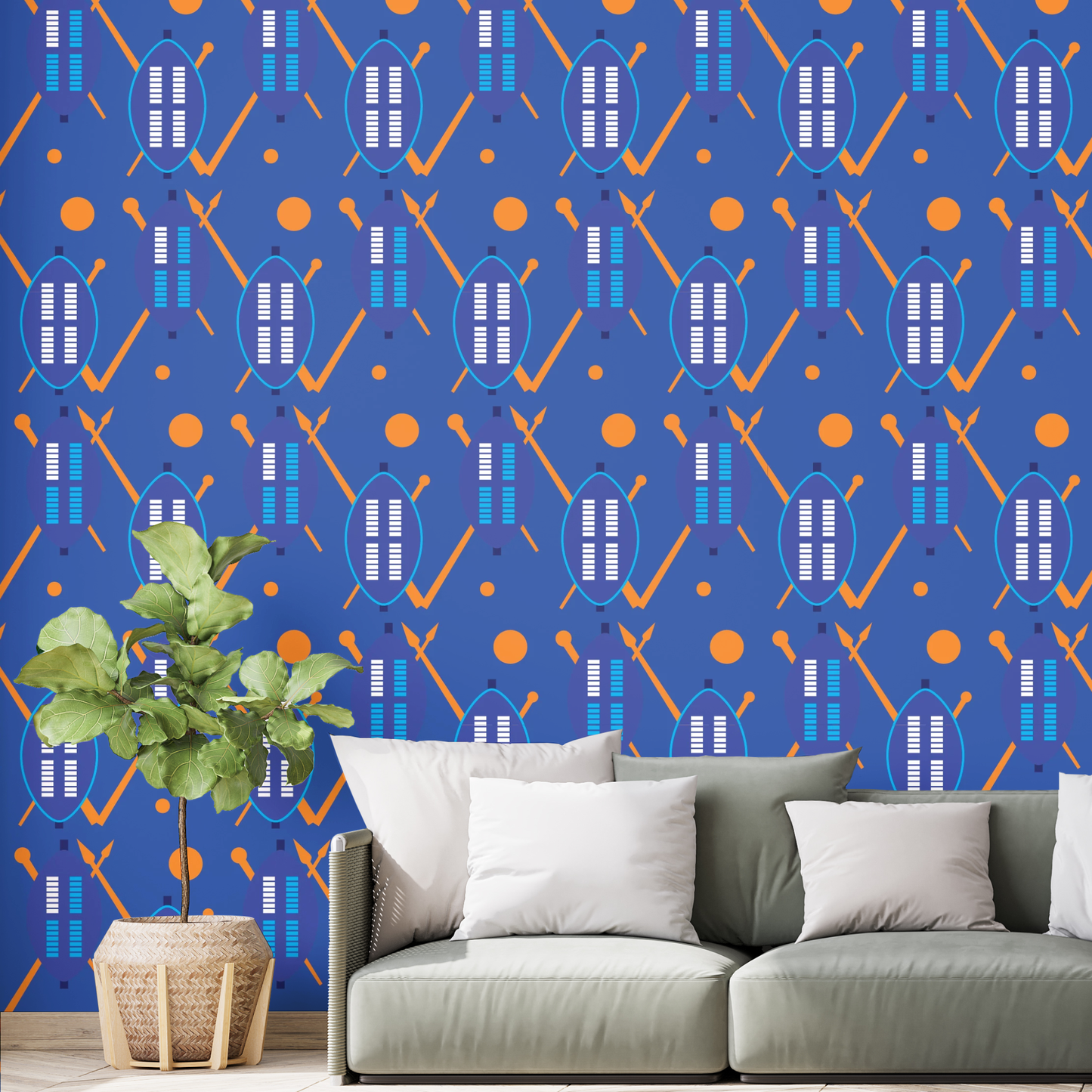 Khaya Zulu Shield Wallpaper - Set of 2 rolls