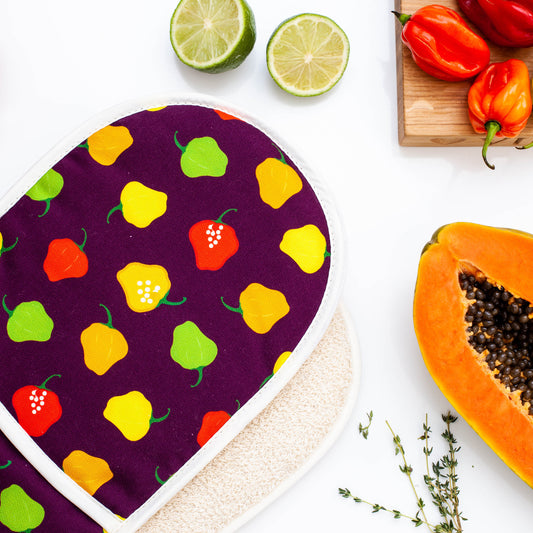 DOUBLE OVEN GLOVE SCOTCH BONNET PEPPER PLUM