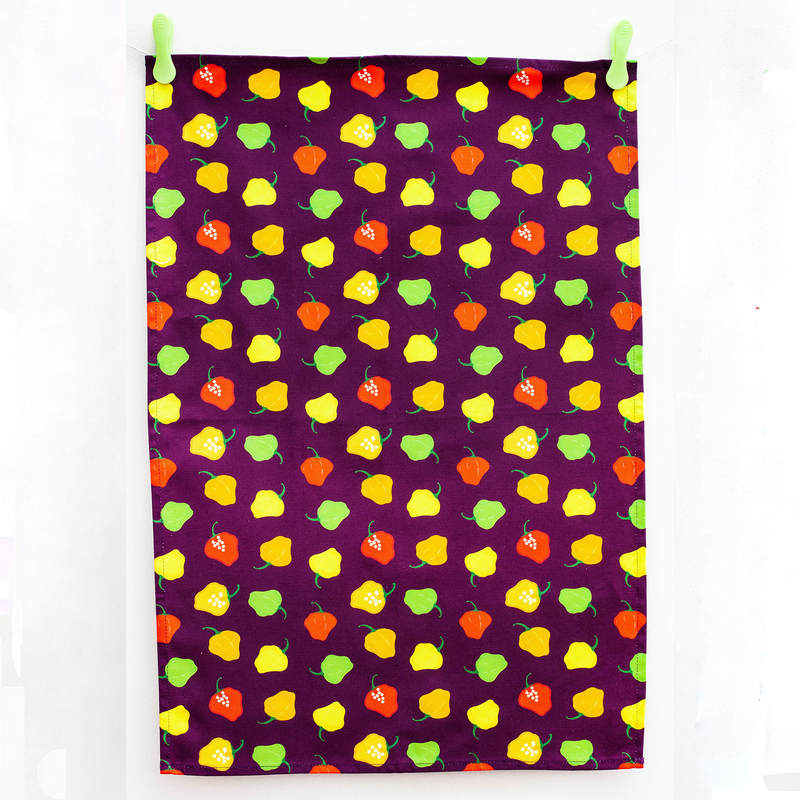 TEA TOWEL SCOTCH BONNET PEPPER PLUM